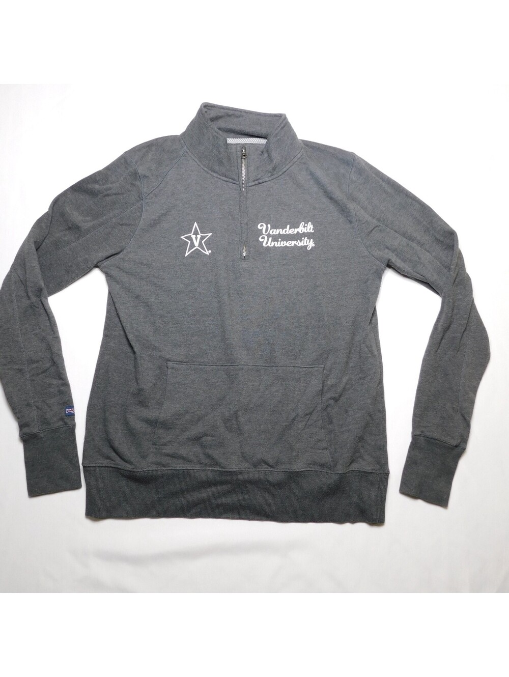 JanSport Vanderbilt University Gray Quarter Zip Pullover Sweatshirt XL Star V L